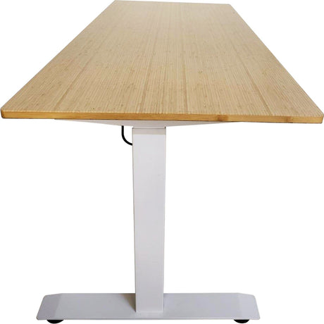 Electric (3 presets )Standing Desk 60" x 27" Natural Bamboo Top with Office logix (White Base) - Office Logix Shop