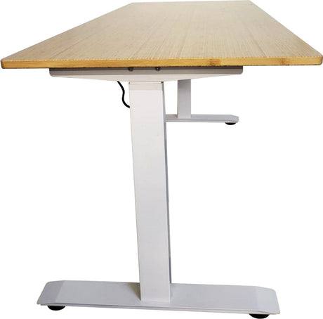 Electric (3 presets )Standing Desk 60" x 27" Natural Bamboo Top with Office logix (White Base) - Office Logix Shop