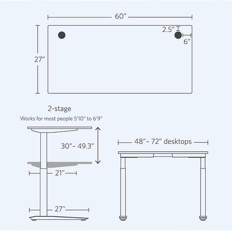 Electric (3 presets )Standing Desk 60" x 27" Natural Bamboo Top with Office logix (White Base) - Office Logix Shop