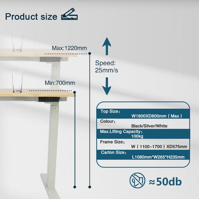 Electric White Sit - Stand Desk Frame with Adjustable Height and Cable Management Holes for a Productive Workspace - Top Sold Seperately - Office Logix Shop
