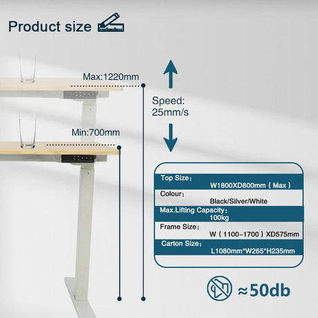 Electric White Sit - Stand Desk Frame with Adjustable Height and Cable Management Holes for a Productive Workspace - Top Sold Seperately - Office Logix Shop