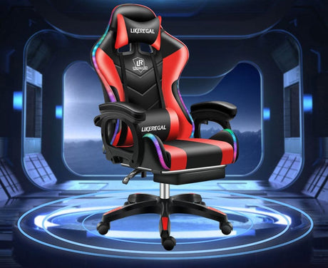 Gaming Chair with Light and Massage Lumbar support (New) - Office Logix Shop