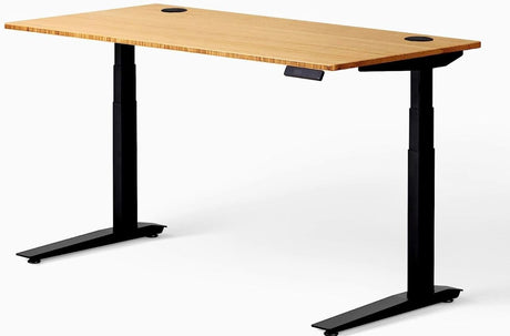 Herman Miller Jarvis Standing Desk 60" x 27" Natural Bamboo Top (Black Frame) - Office Logix Shop