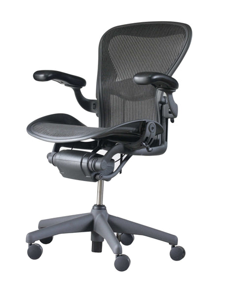 Herman Miller Office Task Chair B Size (two dots) / Black w/ Lumbar Pad Herman Miller Classic Aeron Chair - Fully Adjustable (Renewed)