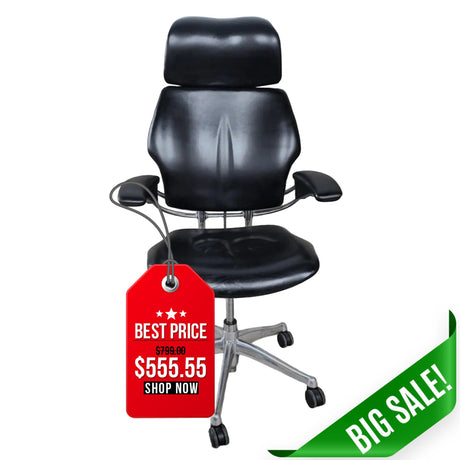 Humanscale Office Chairs Humanscale Freedom with Headrest - Black Leather (Renewed)