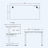 Office Logix Shop Electric (3 presets )Standing Desk 60" x 27" Natural Bamboo Top with  Office logix  (White Base)