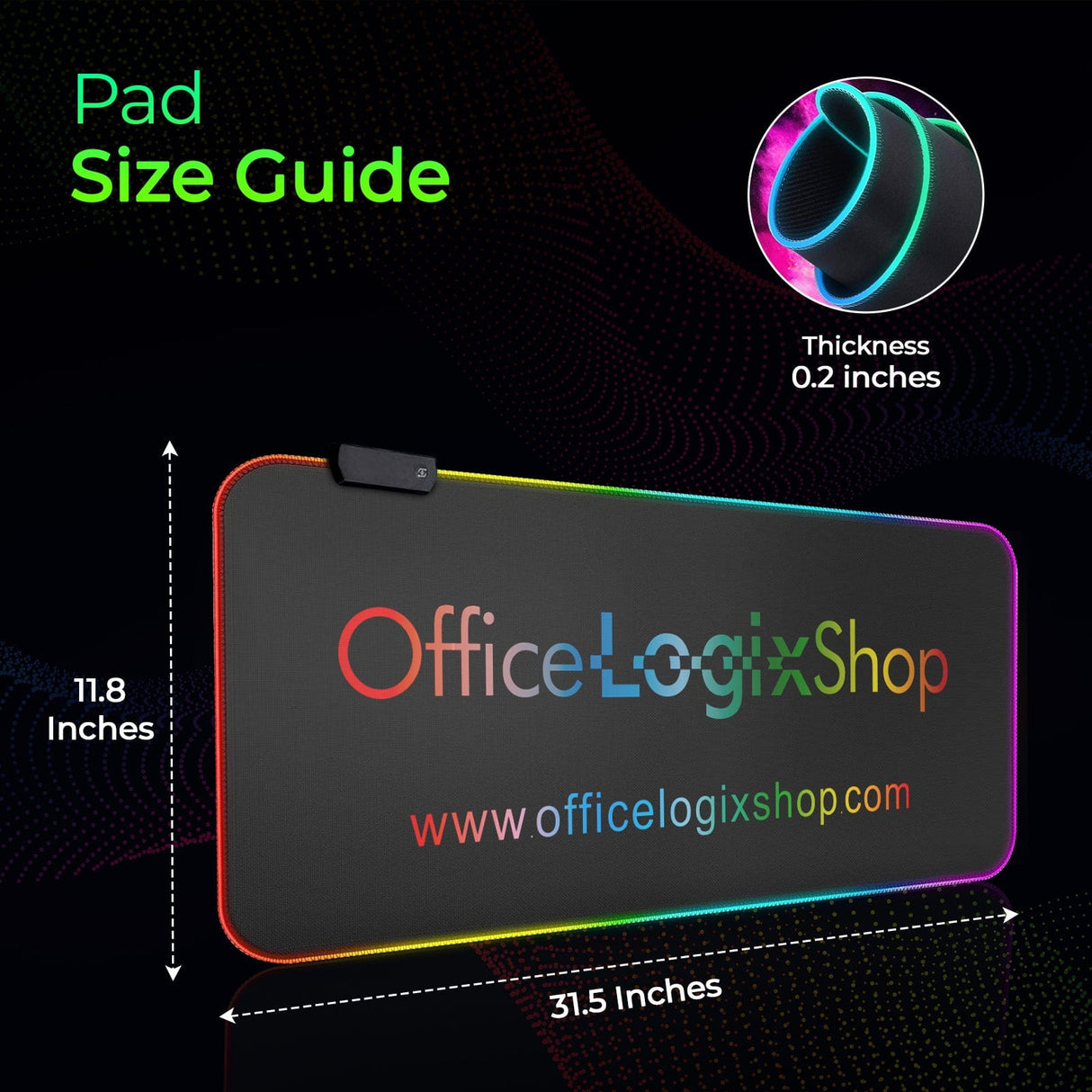 Office Logix Shop Large RGB LED Mouse Pad - Illuminated Gaming Mat for Precision and Style (Officelogix Logo, Large)