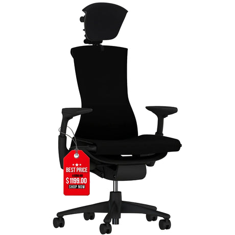 Office Logix Shop Office Chairs Black Rhythm on Black Frame Herman Miller Embody and Headrest Saving Bundle