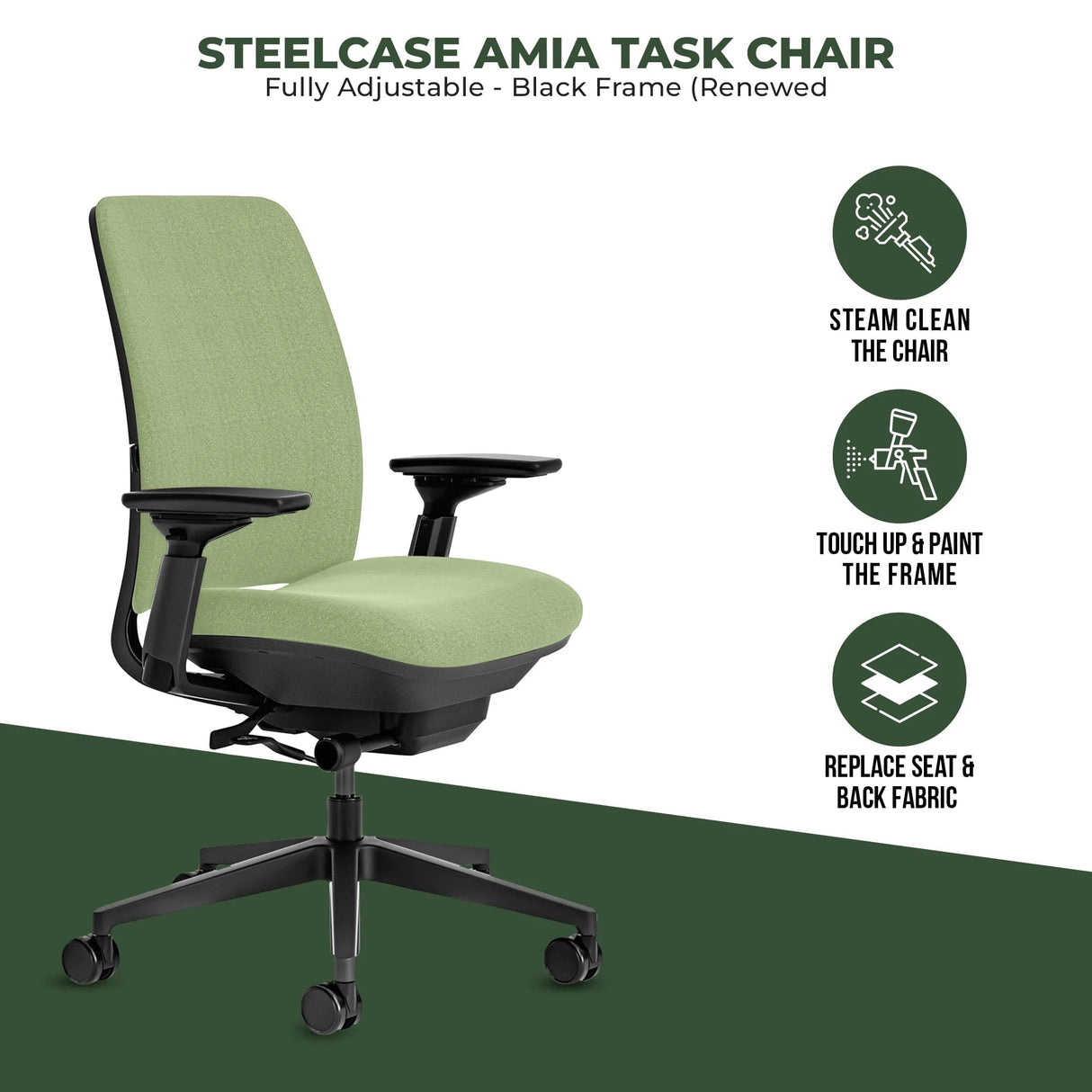 Steelcase Amia Task Chair - Fully Adjustable - Black Frame (Renewed) - Office Logix Shop