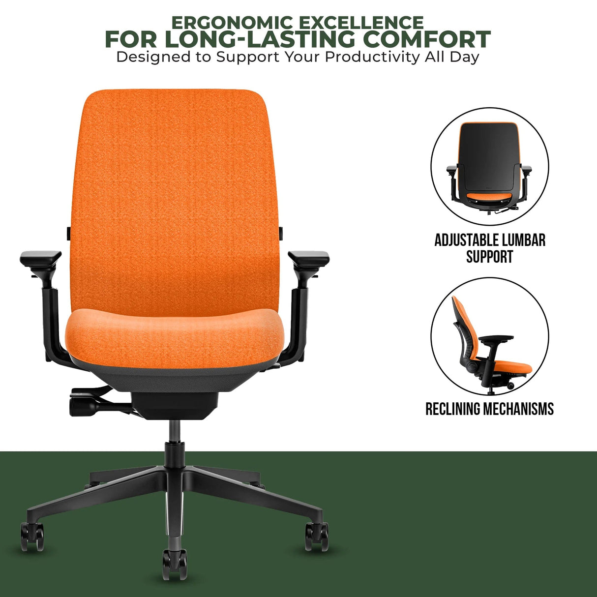 Office Logix Shop Office Task Chair Steelcase Amia Task Chair - Fully Adjustable - Black Frame (Renewed)