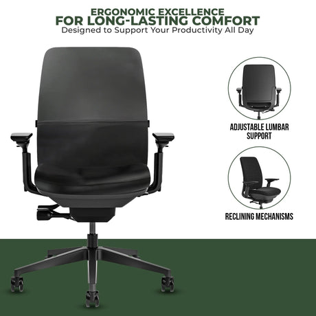 Office Logix Shop Office Task Chair Steelcase Amia Task Chair - Fully Adjustable - Black Frame (Renewed)