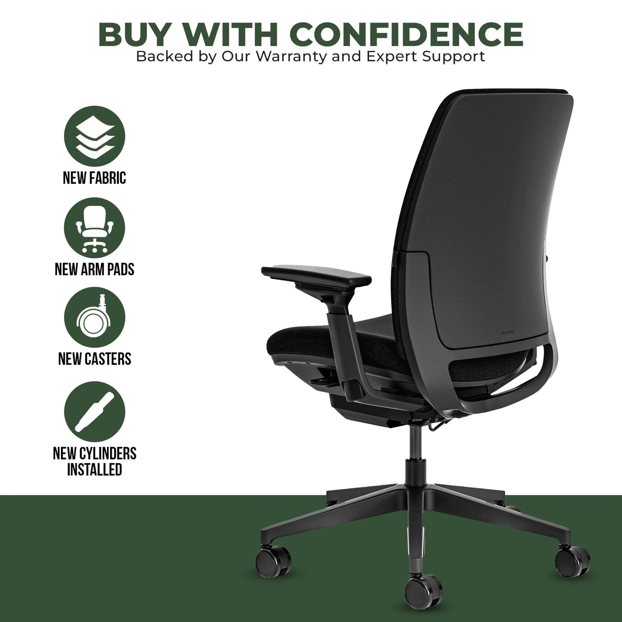 Office Logix Shop Office Task Chair Steelcase Amia Task Chair - Fully Adjustable - Black Frame (Renewed)