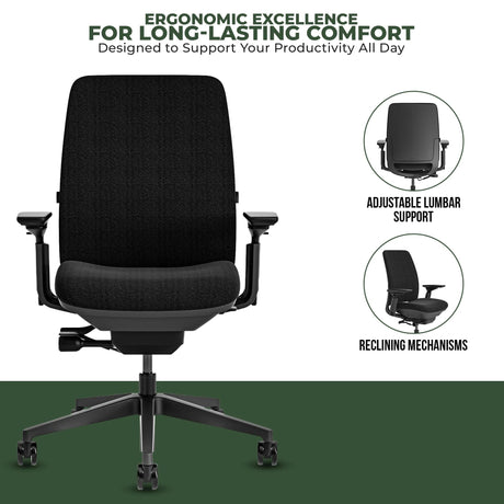 Office Logix Shop Office Task Chair Steelcase Amia Task Chair - Fully Adjustable - Black Frame (Renewed)