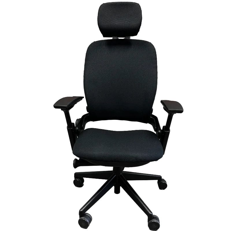 OfficeLogixShop Office Chairs Black Steelcase Leap V2 Chair with Headrest (Chair ships in 3 business days and the headrest on 11 Jan)