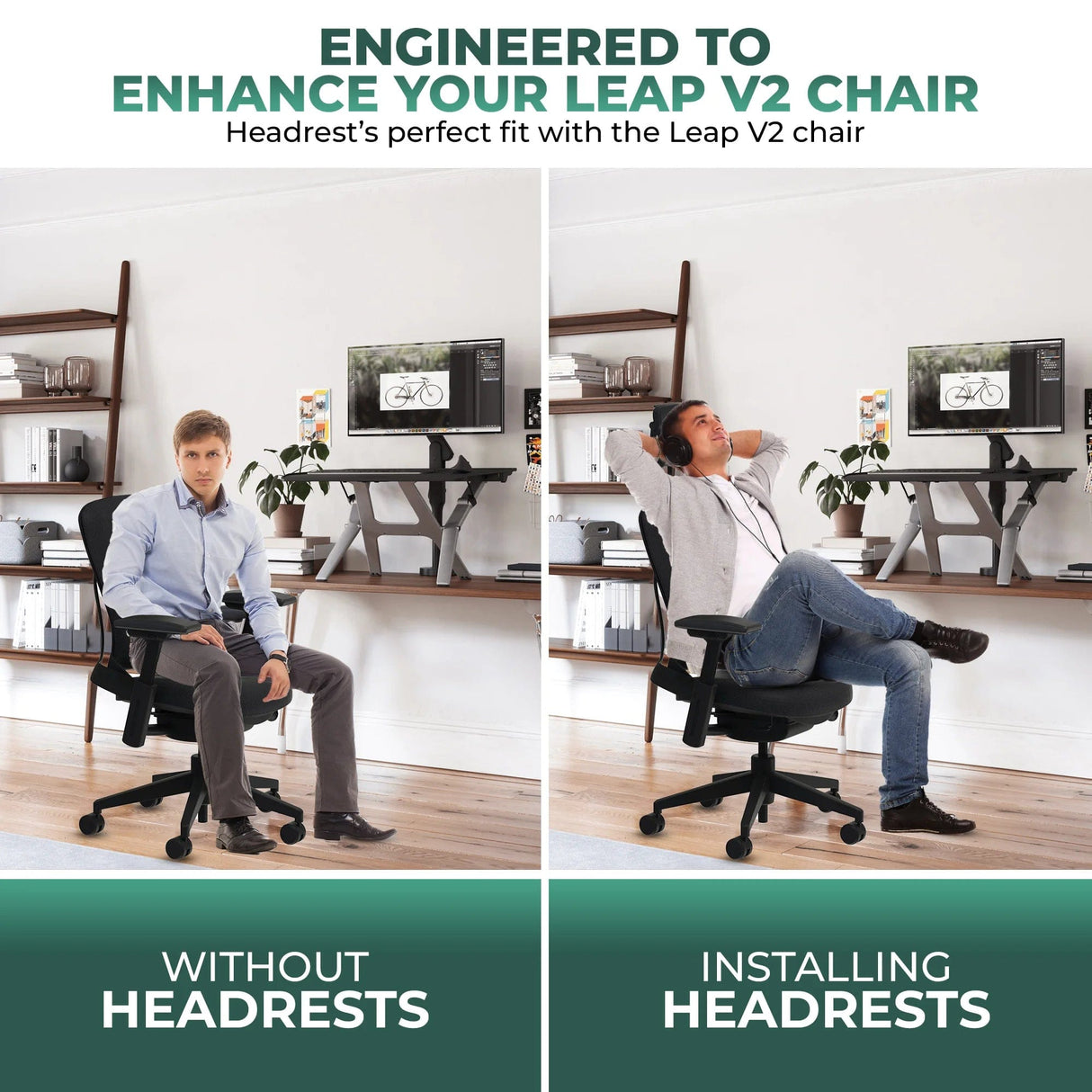 OfficeLogixShop Office Chairs Steelcase Leap V2 Chair with Headrest Saving Bundle