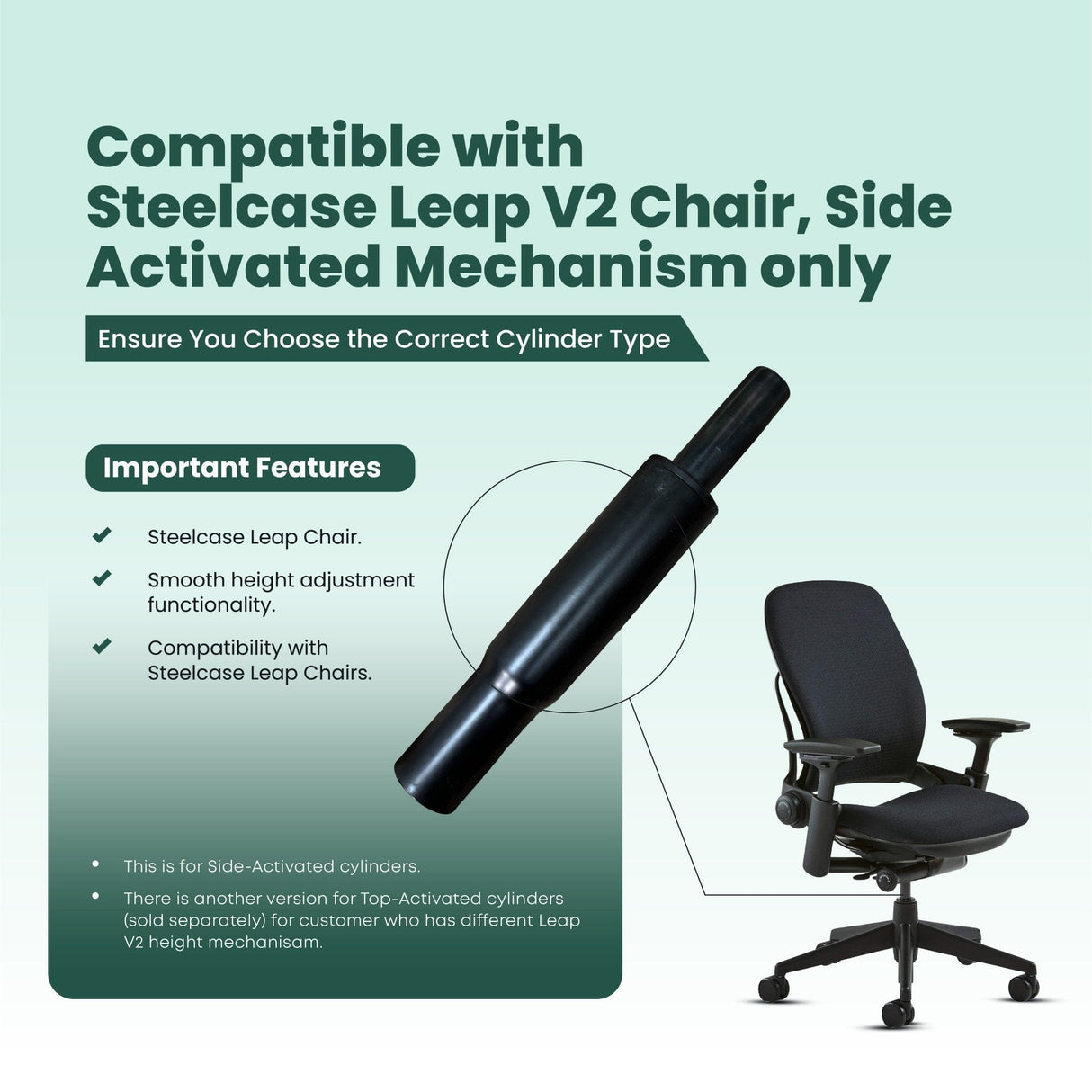 Side Activated Gas Cylinder for Steelcase Leap Chair - Office Logix Shop