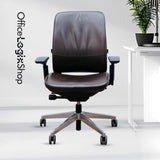 Steelcase Amia Brown Leather - Platinum Frame (Fully Renewed) - Office Logix Shop