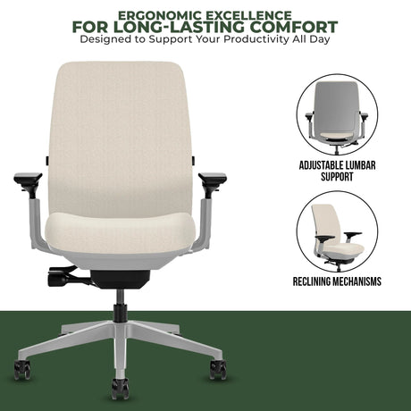 Steelcase Amia Task Chair - Fully Adjustable - Platinum Frame (Renewed) - Office Logix Shop