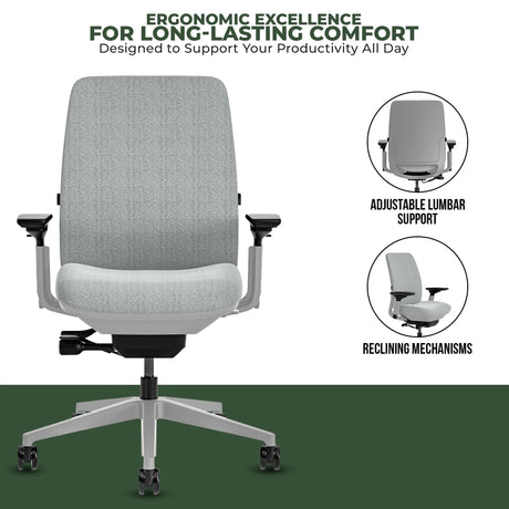 Steelcase Amia Task Chair - Fully Adjustable - Platinum Frame (Renewed) - Office Logix Shop