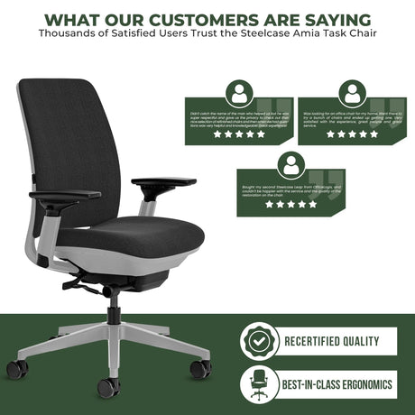 Steelcase Amia Task Chair - Fully Adjustable - Platinum Frame (Renewed) - Office Logix Shop