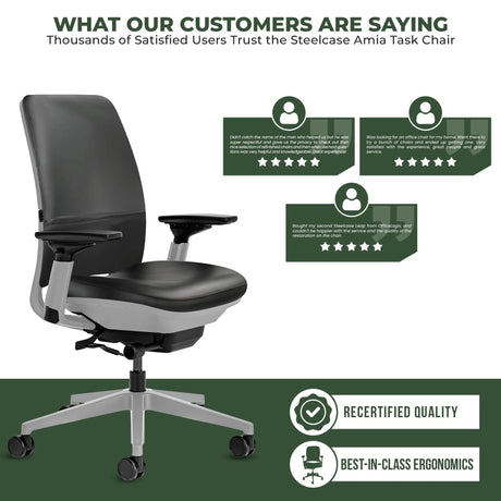 Steelcase Amia Task Chair - Fully Adjustable - Platinum Frame (Renewed) - Office Logix Shop