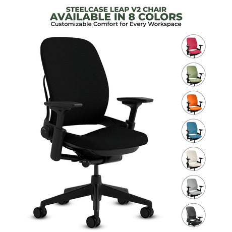 Steelcase Leap V2 Chair with Black Base and Frame (Rеnеwеd) - Office Logix Shop