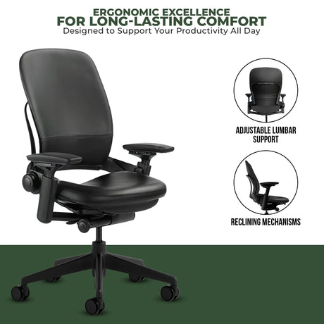 Steelcase Leap V2 Chair with Black Base and Frame (Rеnеwеd) - Office Logix Shop