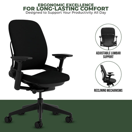 Steelcase Leap V2 Chair with Black Base and Frame (Rеnеwеd) - Office Logix Shop