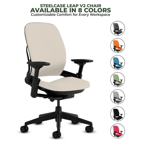 Steelcase Leap V2 Chair with Black Base and Frame (Rеnеwеd) - Office Logix Shop