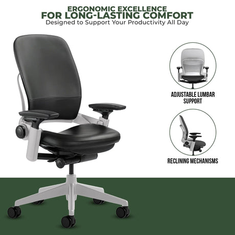 Steelcase Leap V2 Chair with Platinum Base and Frame - Fully Loaded (Rеnеwеd) - Office Logix Shop