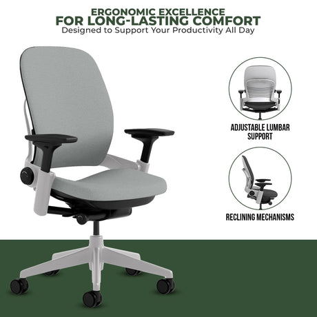 Steelcase Leap V2 Chair with Platinum Base and Frame - Fully Loaded (Rеnеwеd) - Office Logix Shop