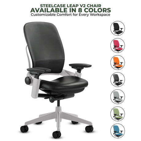 Steelcase Leap V2 Chair with Platinum Base and Frame - Fully Loaded (Rеnеwеd) - Office Logix Shop