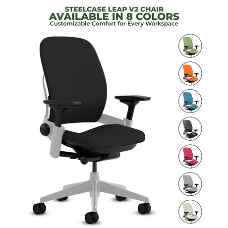 Steelcase Leap V2 Chair with Platinum Base and Frame - Fully Loaded (Rеnеwеd) - Office Logix Shop