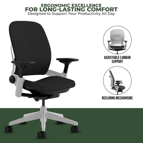 Steelcase Leap V2 Chair with Platinum Base and Frame - Fully Loaded (Rеnеwеd) - Office Logix Shop