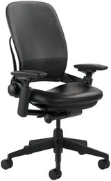 Steelcase Office Chairs Black Leather Steelcase Leap V2 Chair with Black Base and Frame - Fully Loaded (Rеnеwеd)