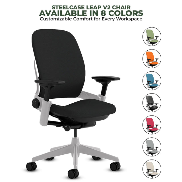 Steelcase Office Chairs Black Steelcase Leap V2 Chair with Platinum Base and Frame - Fully Loaded (Rеnеwеd)