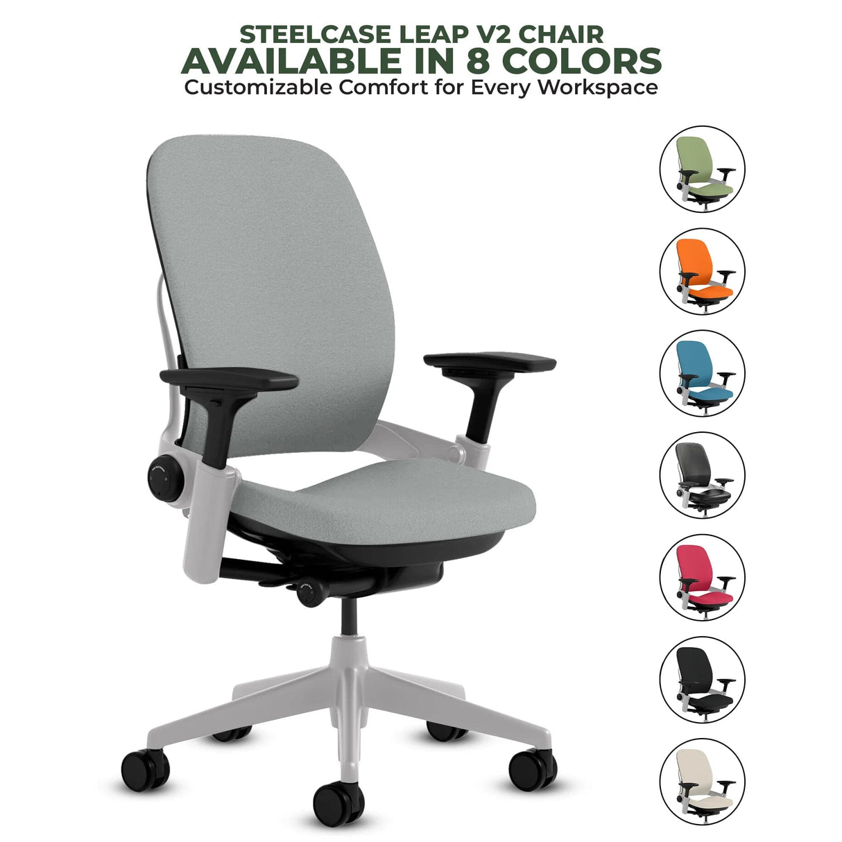 Steelcase Office Chairs Grey Steelcase Leap V2 Chair with Platinum Base and Frame - Fully Loaded (Rеnеwеd)