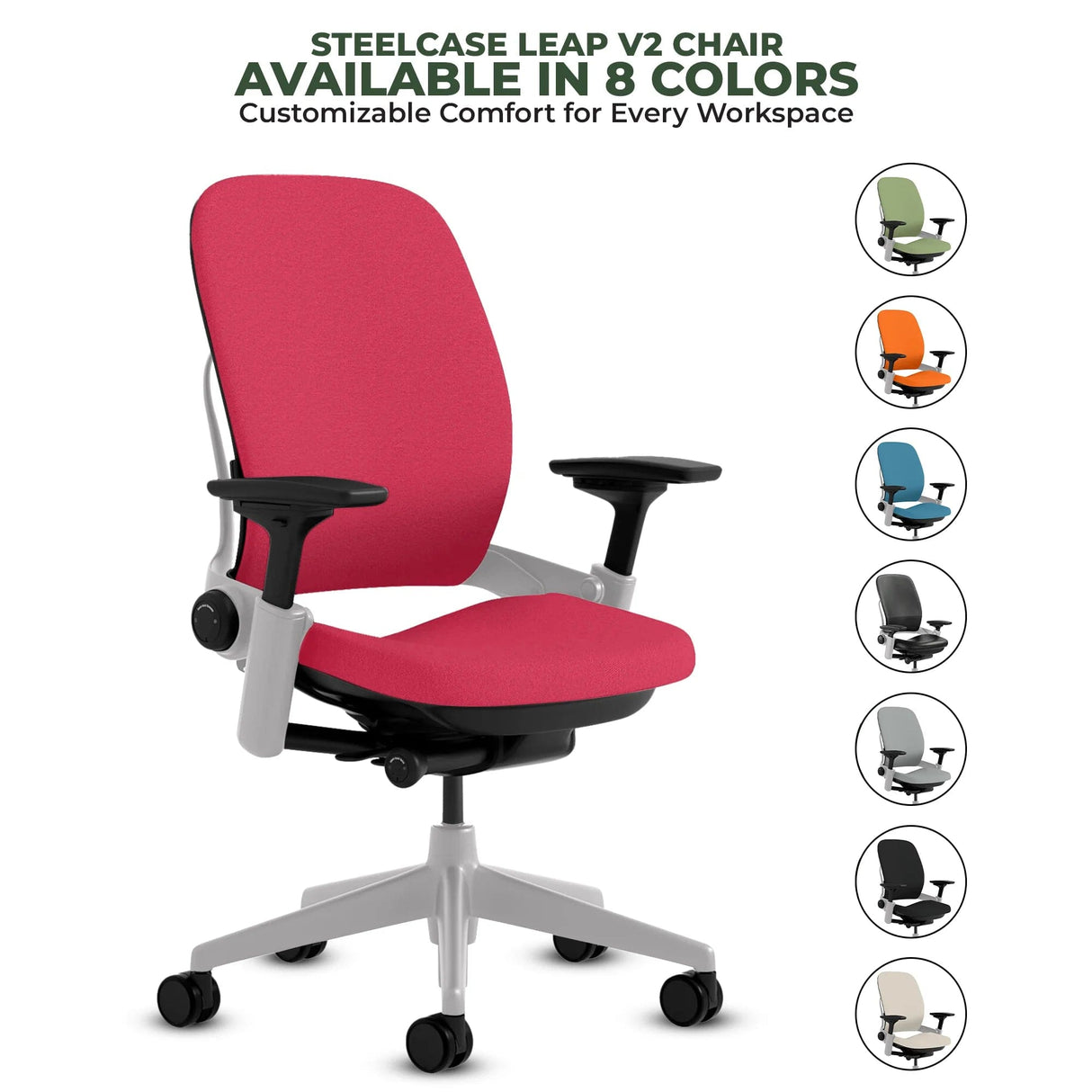 Steelcase Leap V2 - Fully Loaded w/Lumbar Support (Renewed) - Office Logix Shop