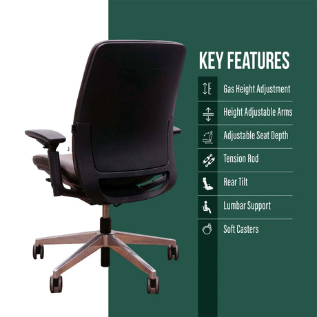 Steelcase Office Chairs Steelcase Amia Brown Leather - Platinum Frame (Fully Renewed)