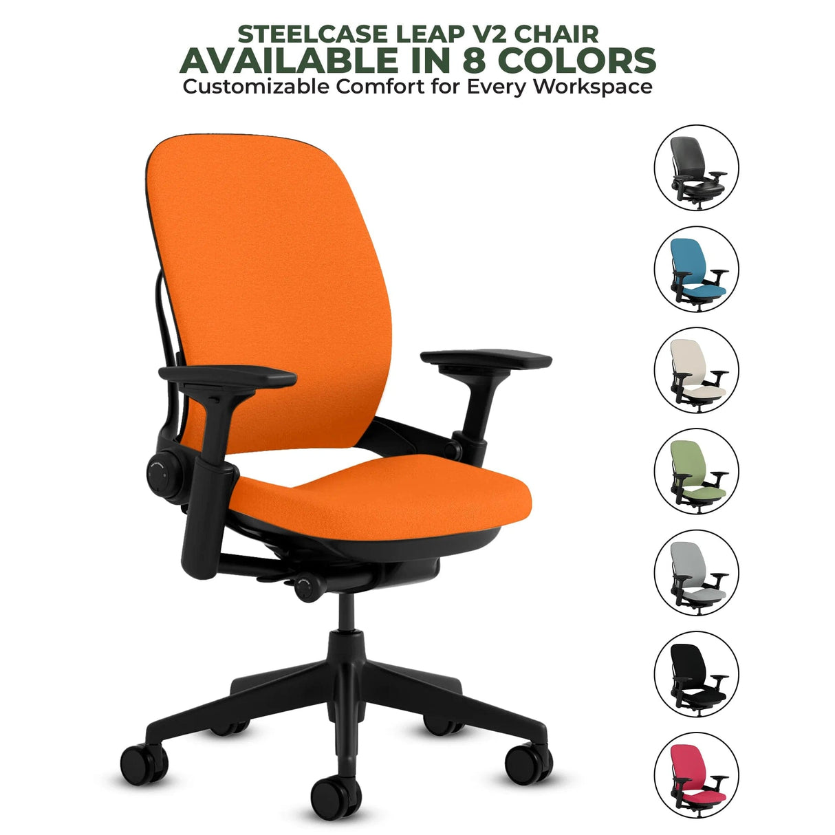 Steelcase Leap V2 Chair with Black Base and Frame - Fully Loaded (Rеnеwеd) - Office Logix Shop