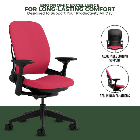 Steelcase Leap V2 Chair with Black Base and Frame - Fully Loaded (Rеnеwеd) - Office Logix Shop