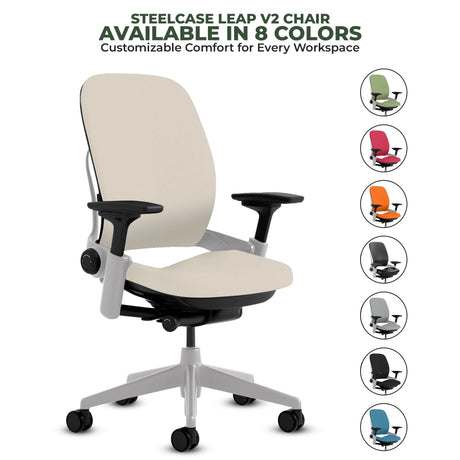 Steelcase Office Chairs Tan Steelcase Leap V2 Chair with Platinum Base and Frame - Fully Loaded (Rеnеwеd)