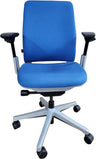 Steelcase Office Task Chair Blue Fabric - Titanium Frame Steelcase Amia Task Chair - Fully Adjustable -  (Renewed)