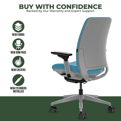 Steelcase Office Task Chair Steelcase Amia Task Chair - Fully Adjustable - Platinum Frame  (Renewed)