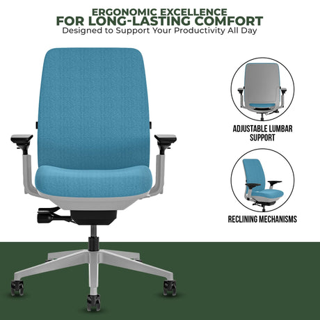 Steelcase Office Task Chair Steelcase Amia Task Chair - Fully Adjustable - Platinum Frame  (Renewed)