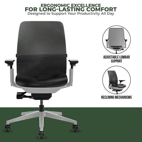 Steelcase Office Task Chair Steelcase Amia Task Chair - Fully Adjustable - Platinum Frame  (Renewed)